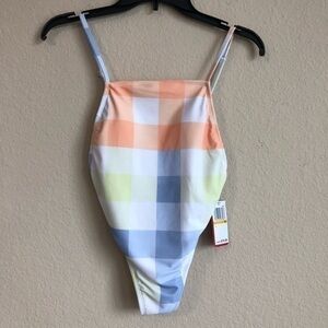 Gossip Swimsuit Check High Thigh One Piece Multicolored Plaid NWT